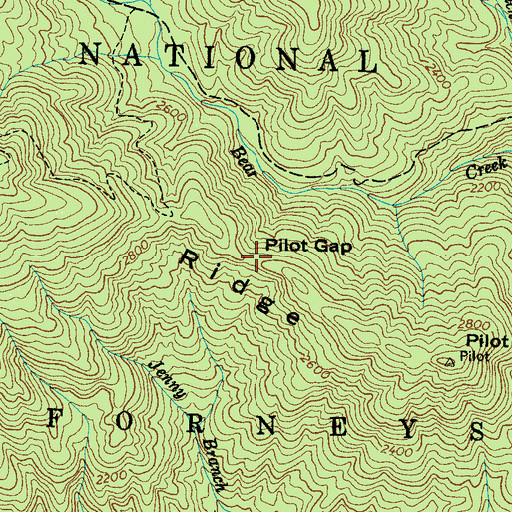 Topographic Map of Pilot Gap, NC