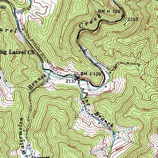 Topographic Map of Pine Branch, NC