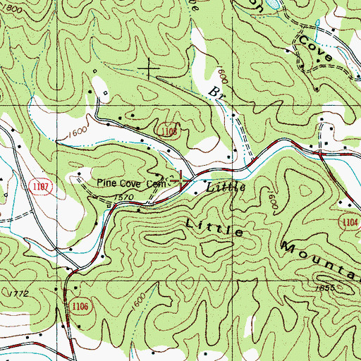 Topographic Map of Pine Cove Cemetery, NC