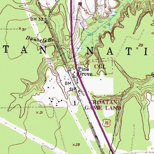 Topographic Map of Pine Grove, NC