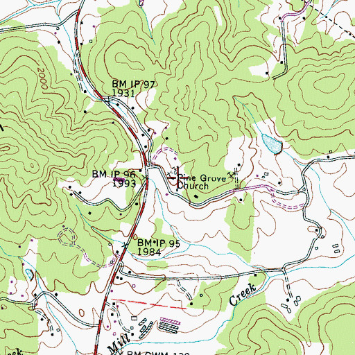 Topographic Map of Pine Grove Church, NC