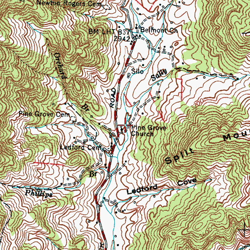Topographic Map of Pine Grove Church, NC