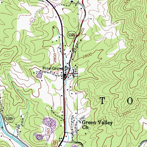 Topographic Map of Pine Grove Church, NC