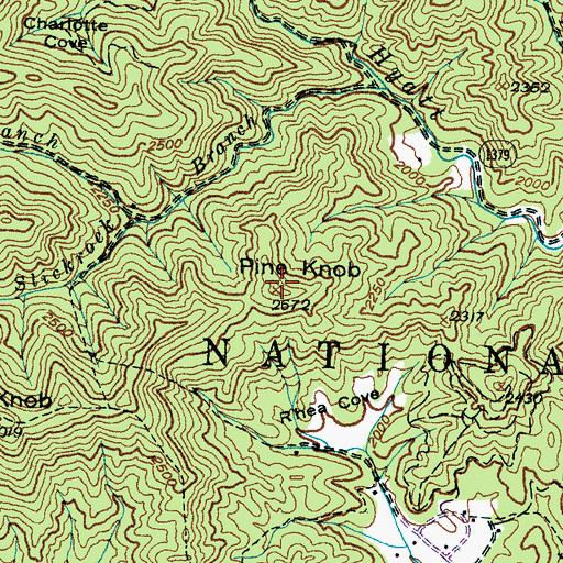 Topographic Map of Pine Knob, NC