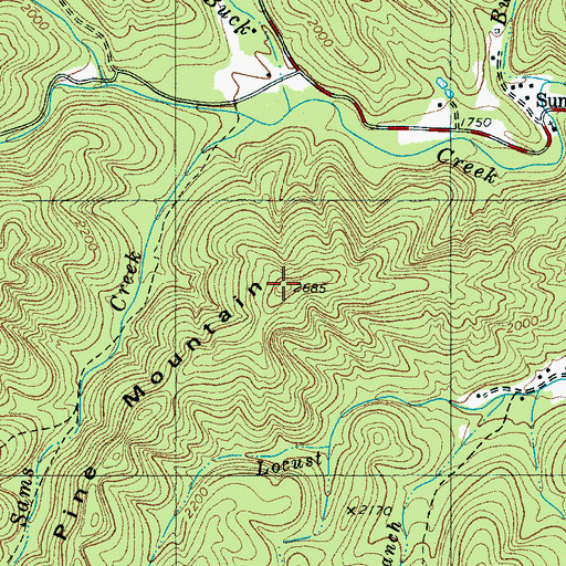 Topographic Map of Pine Mountain, NC