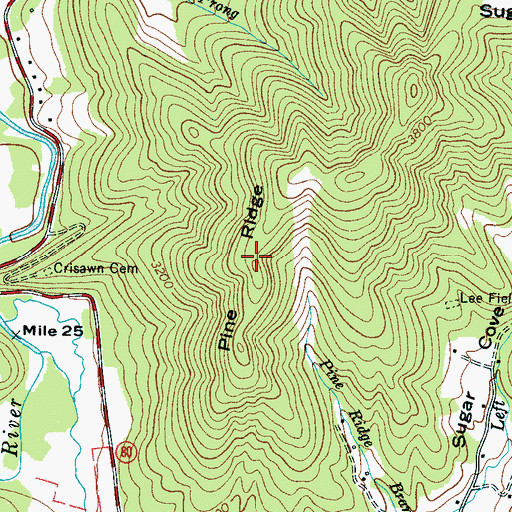 Topographic Map of Pine Ridge, NC