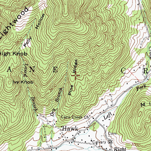 Topographic Map of Pine Ridge, NC