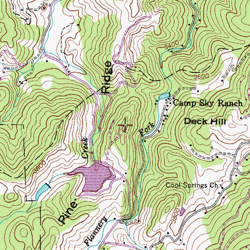 Topographic Map of Pine Ridge, NC