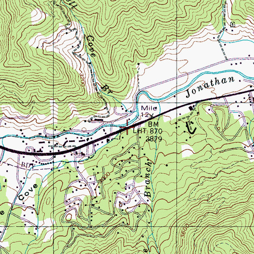 Topographic Map of Pine Tree Cove Creek, NC