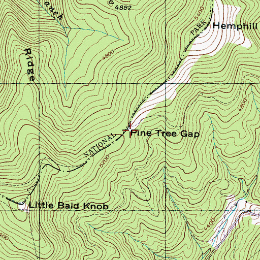 Topographic Map of Pine Tree Gap, NC