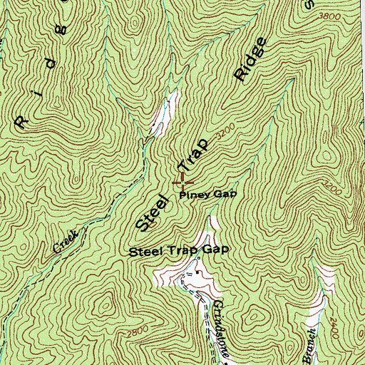 Topographic Map of Piney Gap, NC