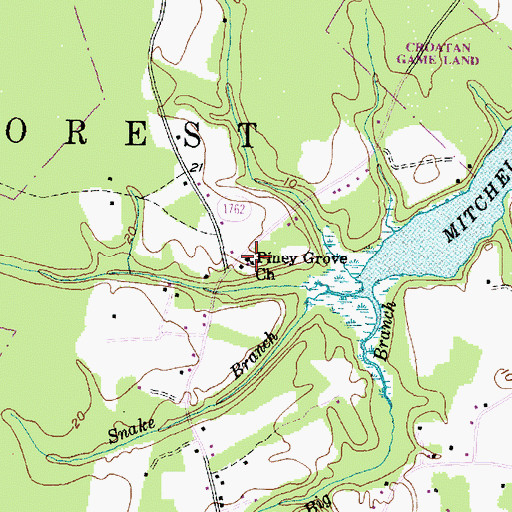 Topographic Map of Piney Grove Church, NC