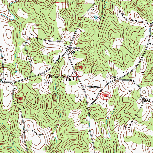 Topographic Map of Piney Ridge Church, NC