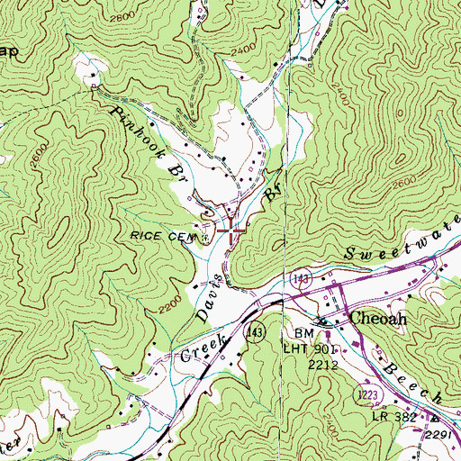 Topographic Map of Pinhook Branch, NC