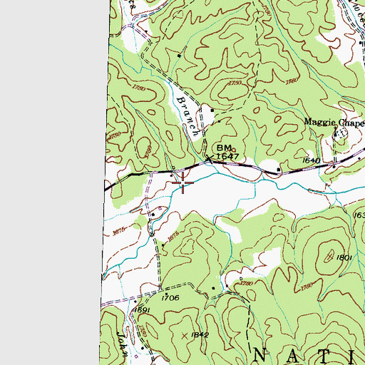 Topographic Map of Pinhook Branch, NC