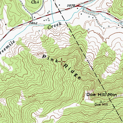 Topographic Map of Pink Ridge, NC