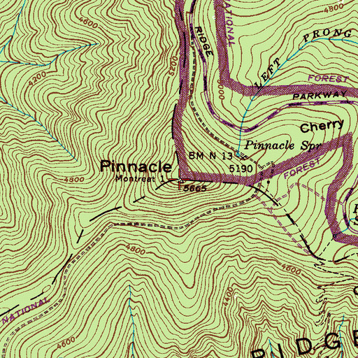 Topographic Map of Pinnacle, NC