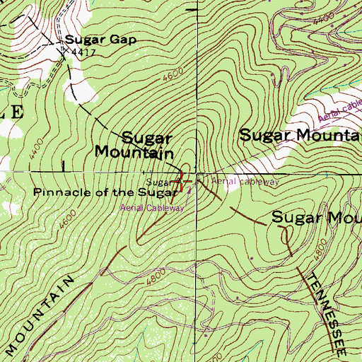 Topographic Map of Pinnacle of the Sugar, NC