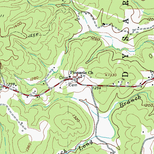 Topographic Map of Pinnacle Church, NC