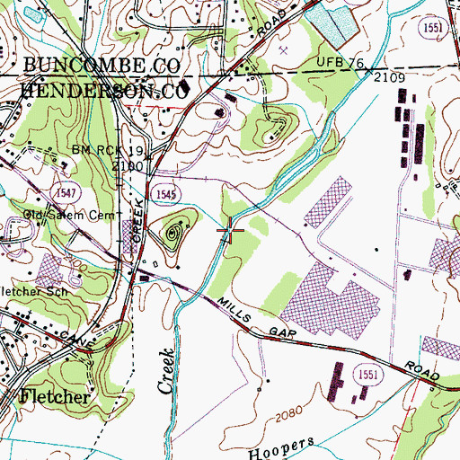 Topographic Map of Pinner Creek, NC