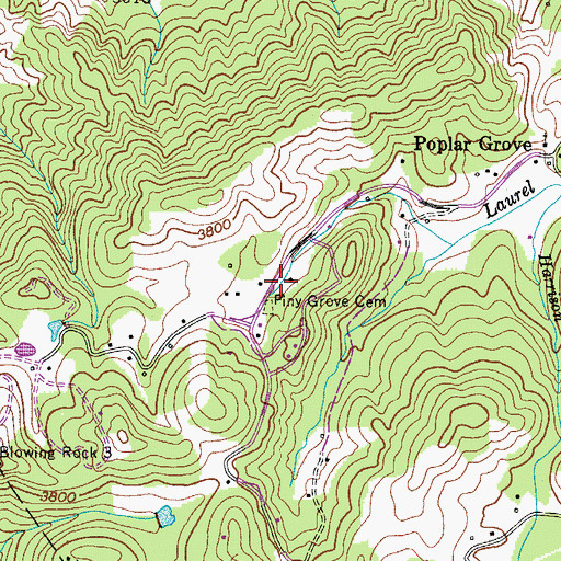 Topographic Map of Piny Grove Cemetery, NC