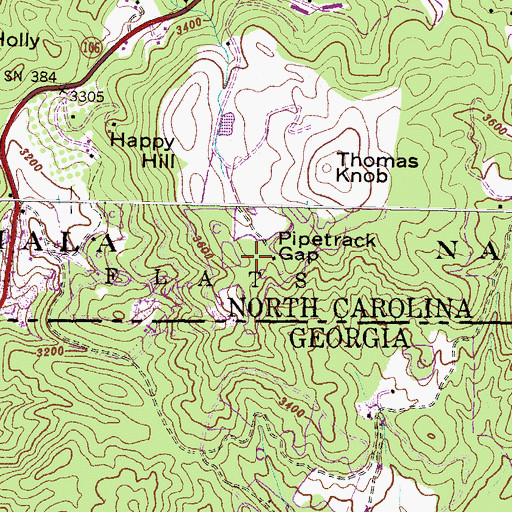 Topographic Map of Pipetrack Gap, NC