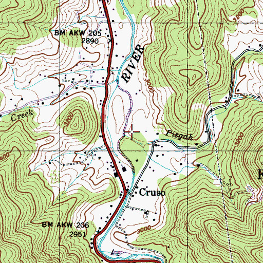 Topographic Map of Pisgah Creek, NC
