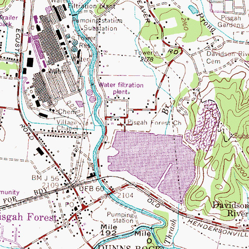 Topographic Map of Pisgah Forest Church, NC