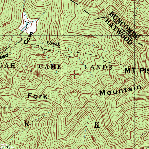 Topographic Map of Pisgah Game Lands, NC