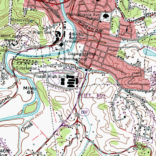 Topographic Map of Pisgah High School, NC