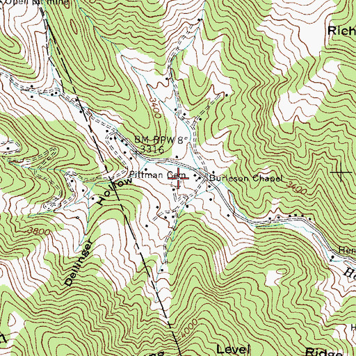 Topographic Map of Pittman Cemetery, NC