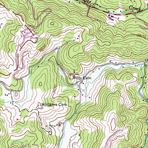 Topographic Map of Pitts Cemetery, NC