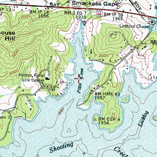 Topographic Map of Pitts Cove, NC