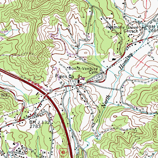 Topographic Map of Plains Church, NC