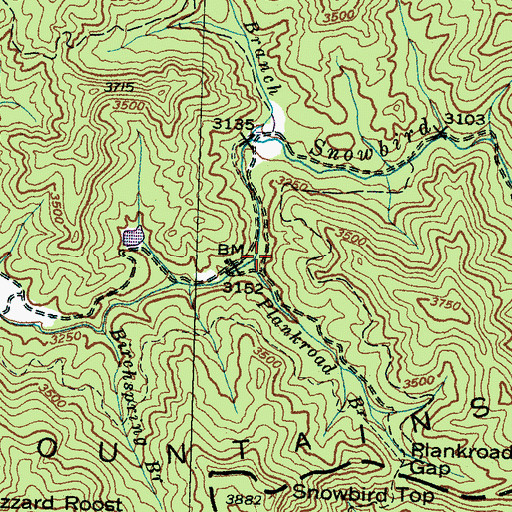 Topographic Map of Plankroad Branch, NC