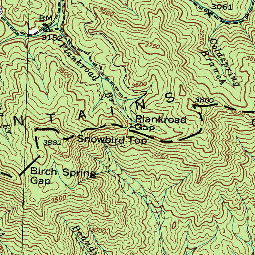 Topographic Map of Plankroad Gap, NC