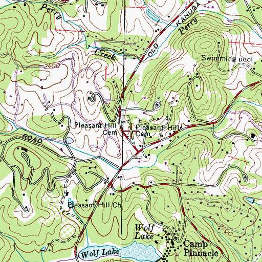 Topographic Map of Pleasant Hill Cemetery, NC