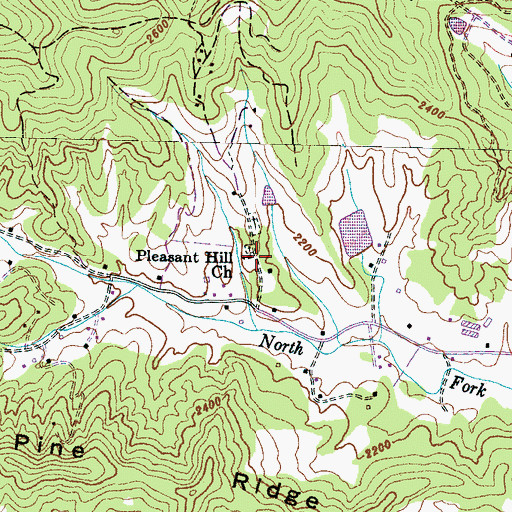 Topographic Map of Pleasant Hill Church, NC