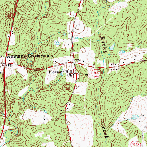 Topographic Map of Pleasant Hill Church, NC