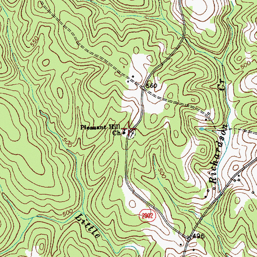 Topographic Map of Pleasant Hill Church, NC