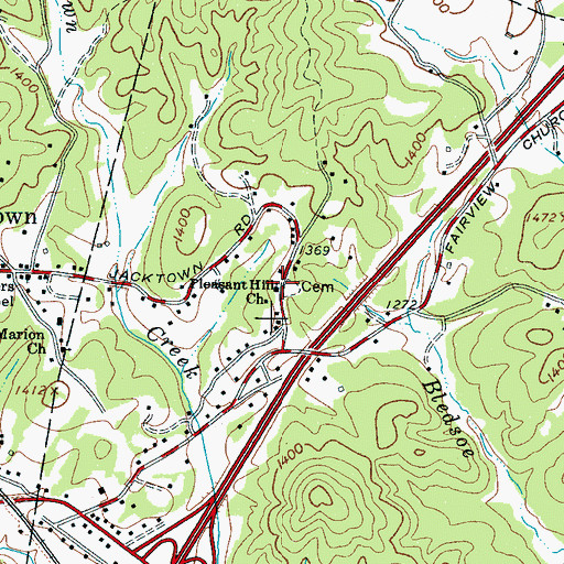 Topographic Map of Pleasant Hill Church, NC