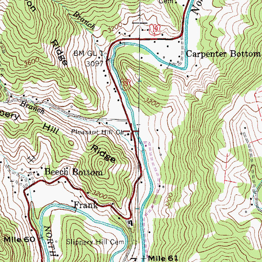 Topographic Map of Pleasant Hill Church, NC