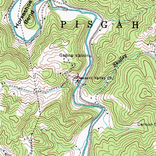 Topographic Map of Pleasant Valley Church, NC