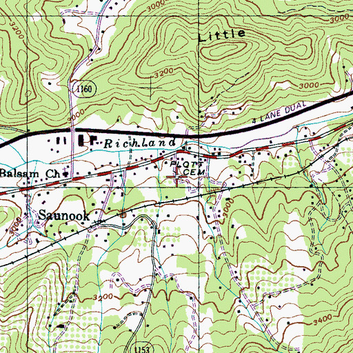 Topographic Map of Plott Cemetery, NC