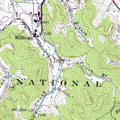 Topographic Map of Poison Branch, NC