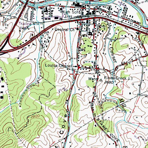 Topographic Map of Poison Cove, NC