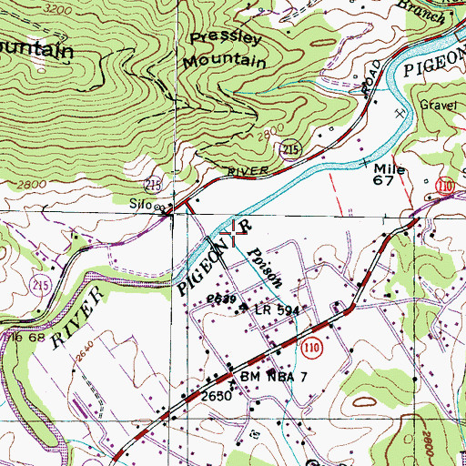 Topographic Map of Poison Cove Branch, NC