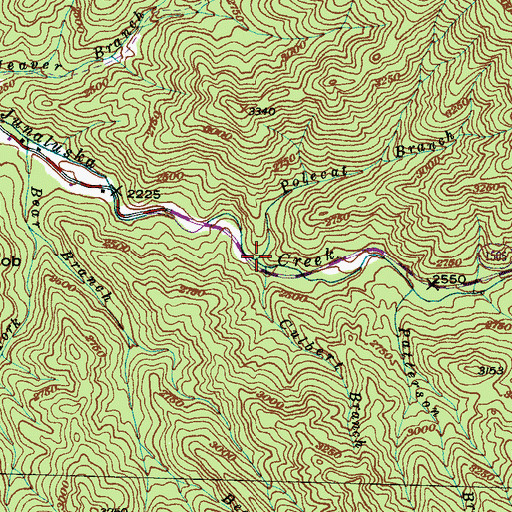 Topographic Map of Polecat Branch, NC