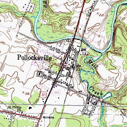 Topographic Map of Pollocksville, NC