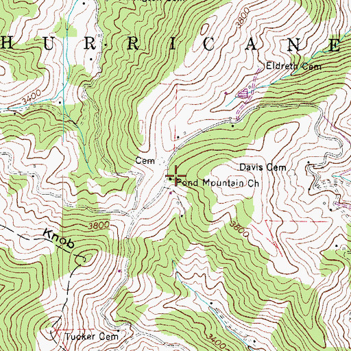 Topographic Map of Pond Mountain Church, NC